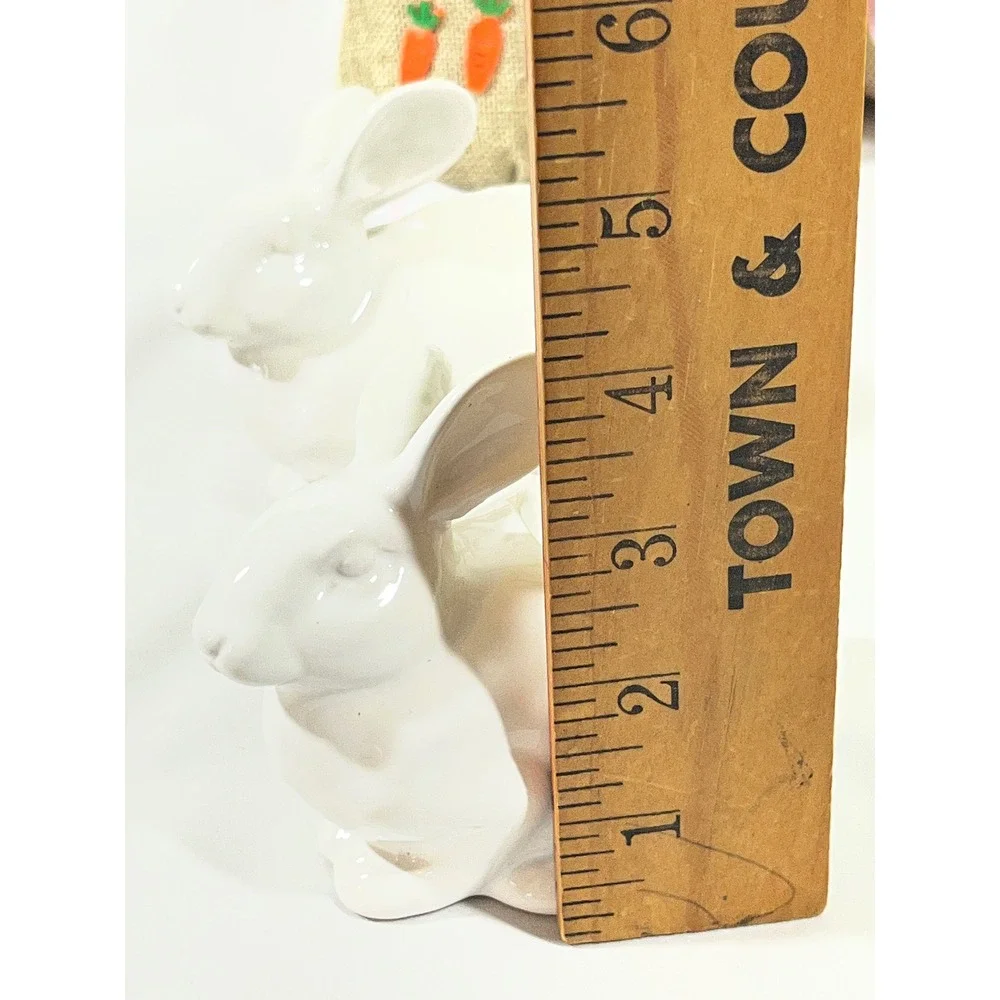 Easter Bunny Decor Bundle 5pc Target Ceramic Tealight Holders Burlap Plush Set‎